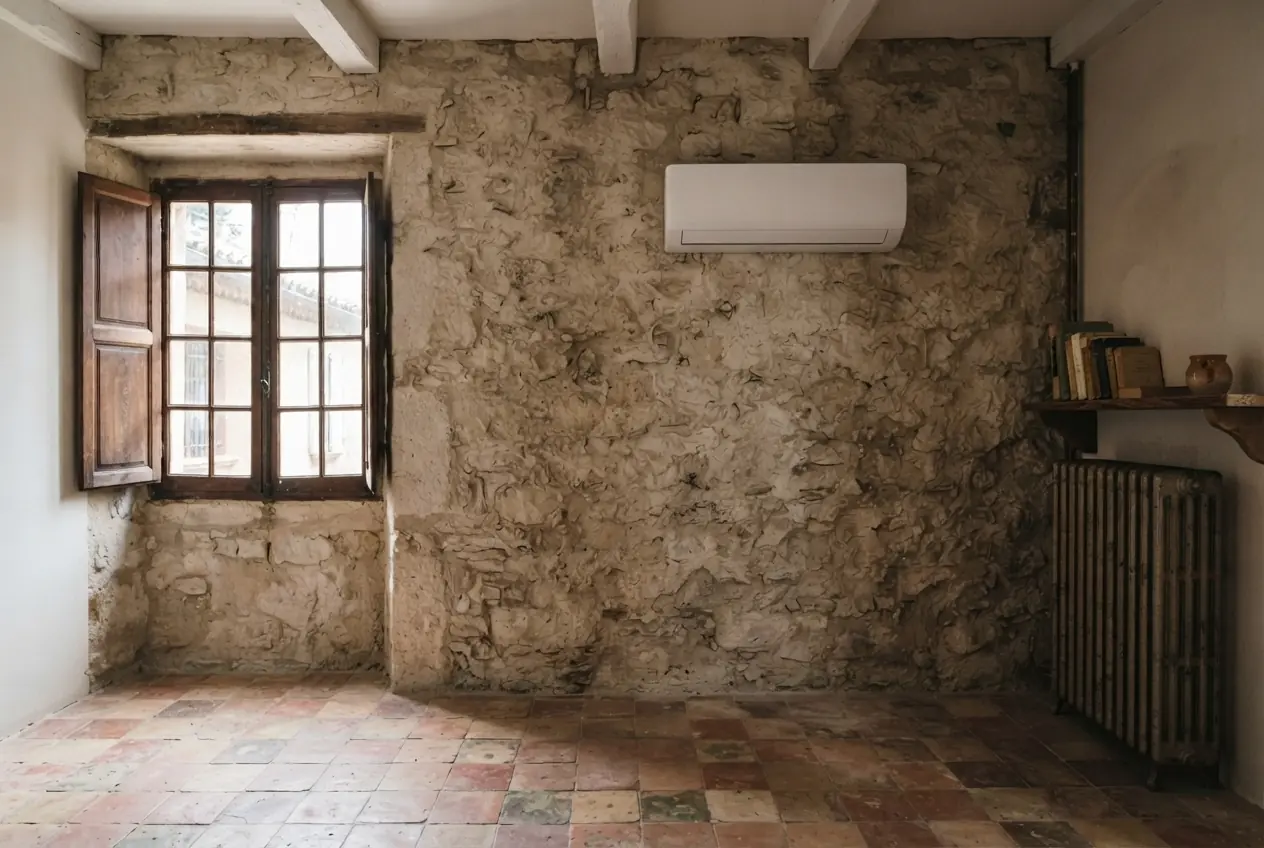 Climatiseur réversible correctement dimensionné après le bilan thermique dans un appartement à Robion