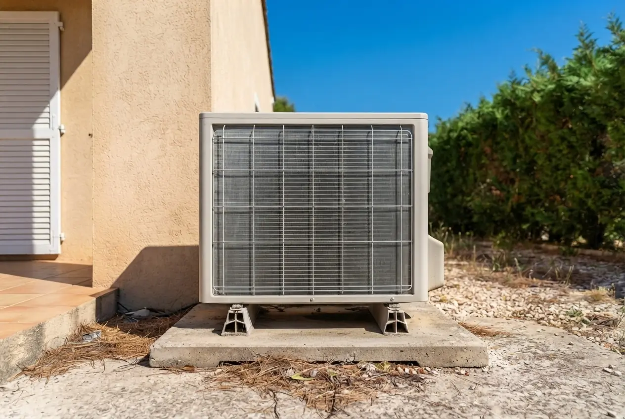 Condenseur nettoyé et climatisation entretenue dans une villa aux Taillades